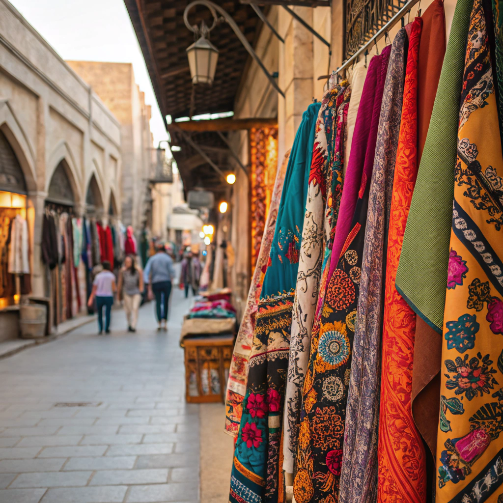 تشكيلة واسعة من الملابس في أحد الأكشاك للعثور على ارخص سوق ملابس في باكو